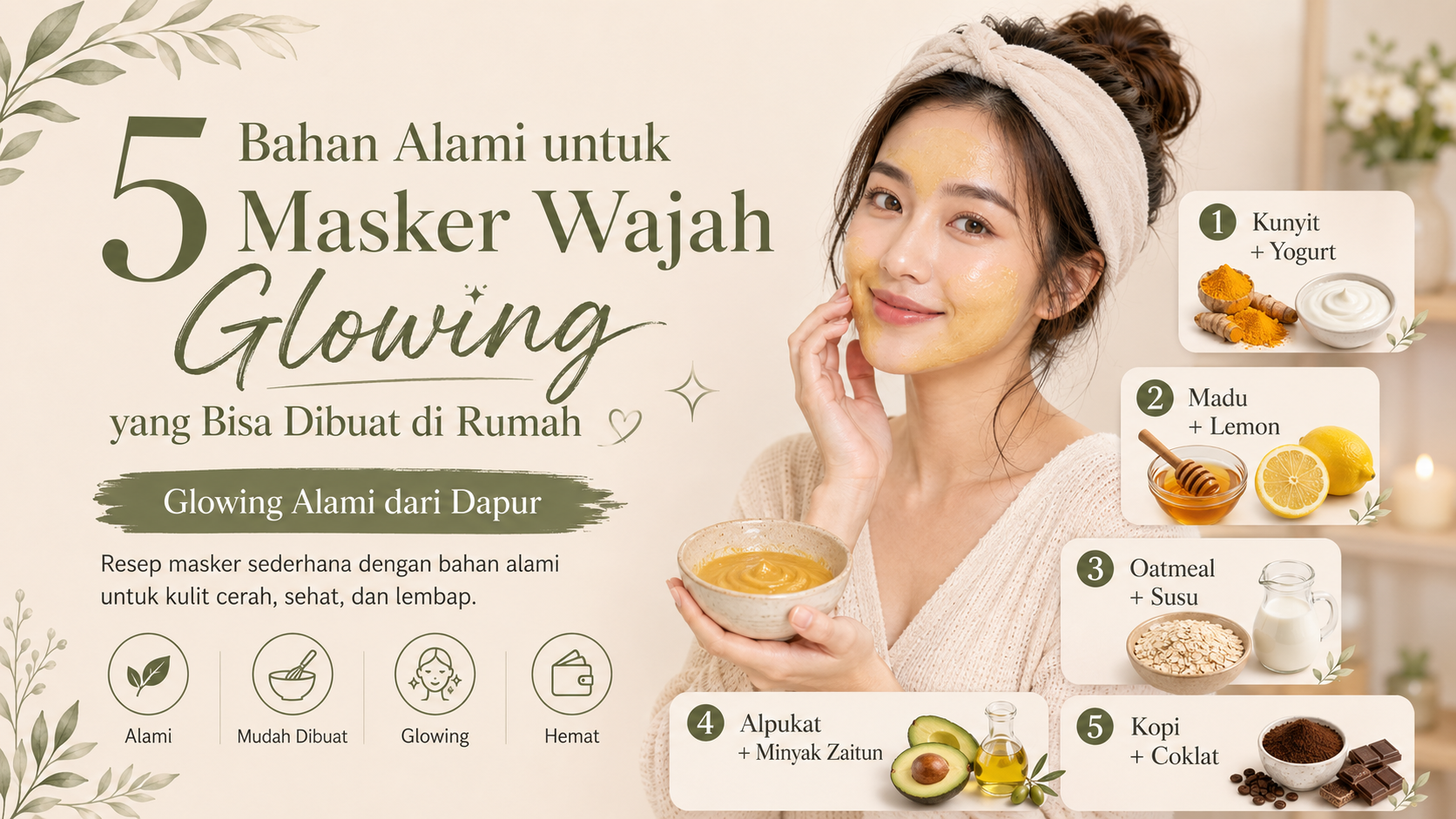 5 Bahan Alami untuk Masker Wajah Glowing yang Bisa Dibuat di Rumah