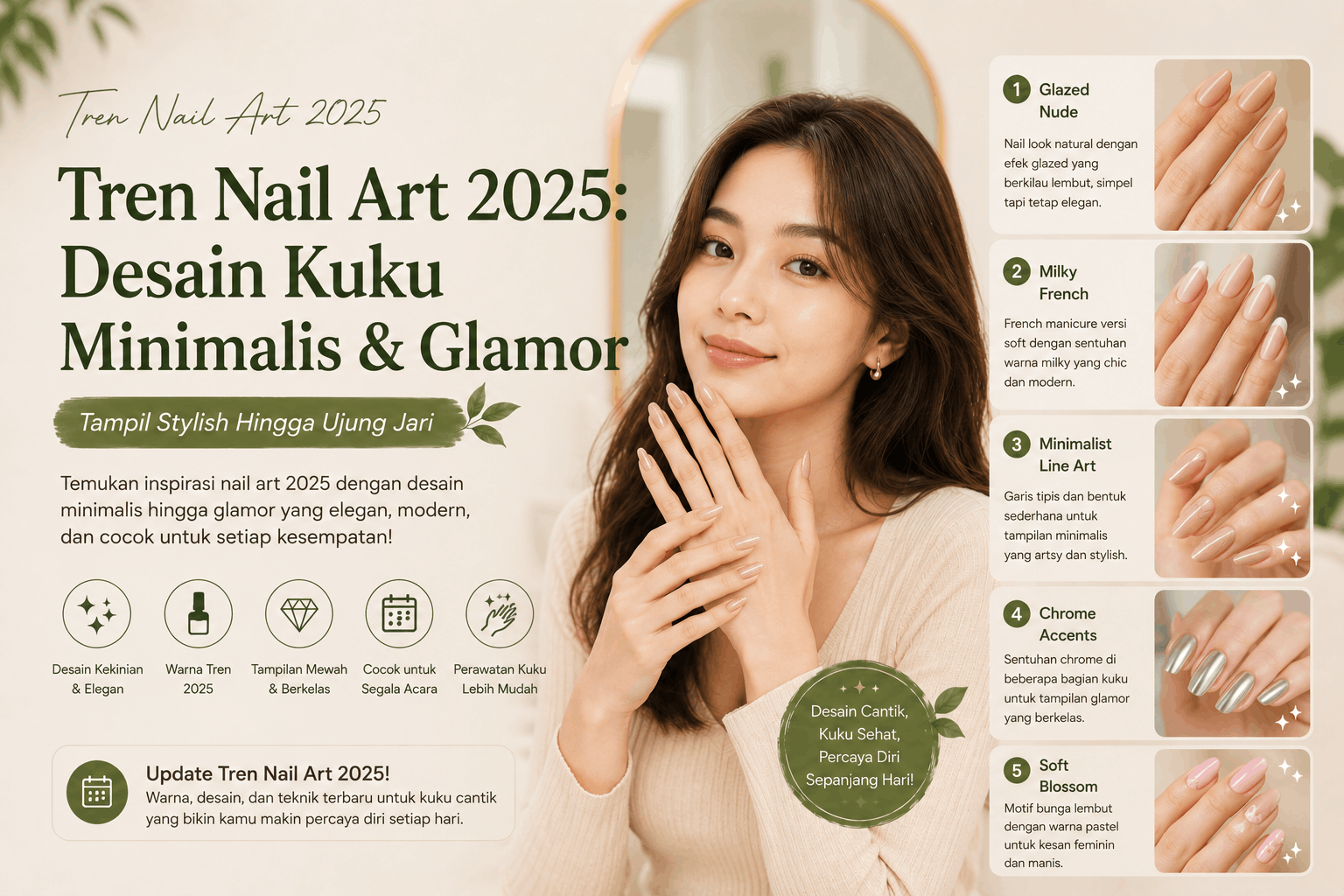Tren Nail Art 2025: Desain Kuku Minimalis hingga Glamor
